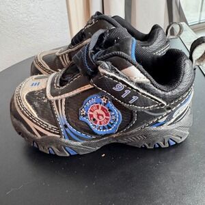 Circo Toddler Boy Sneakers‎ 911 Fire Police Hook Loop Black Blue Size 6